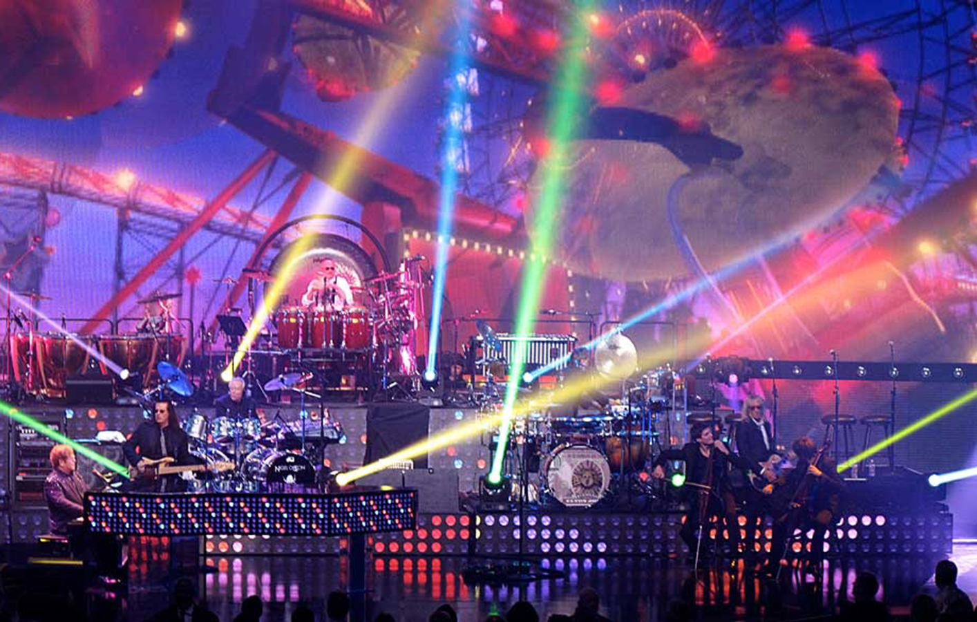 Elton John and band playing in Casears Palace