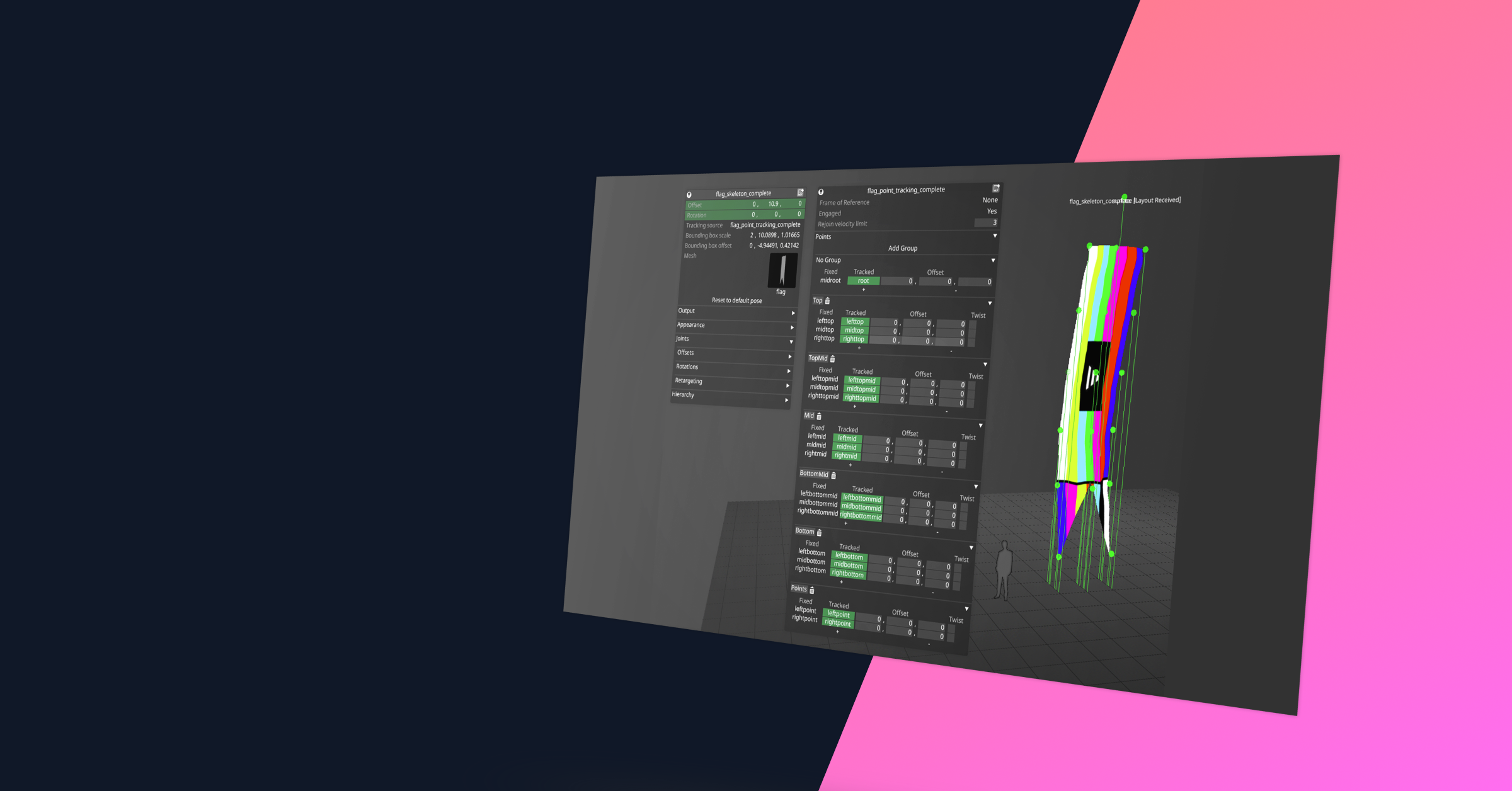Designer software skinned mesh