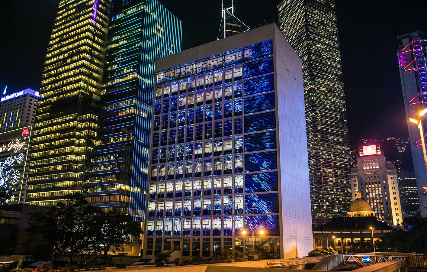 Buildings in Hong Kong featuring projection design