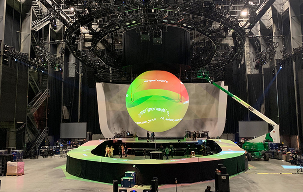 testing complex projection on sphere for stage