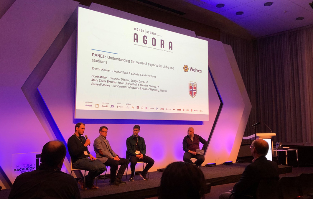 panelists speaking on the value of eSports for clubs and stadiums