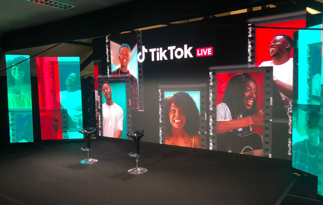 empty stage with TikTok branded background