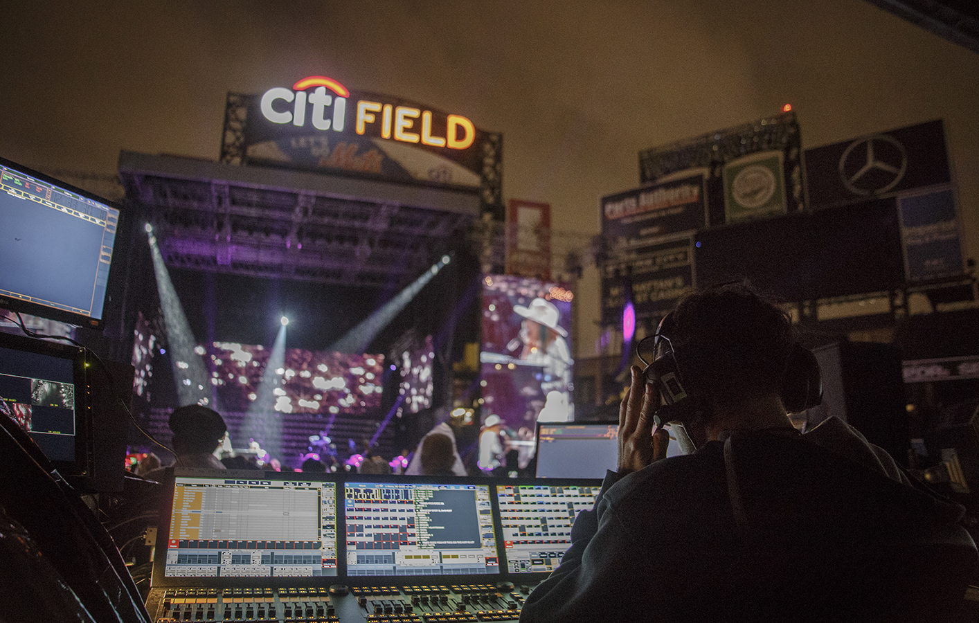 Operator working on live event show