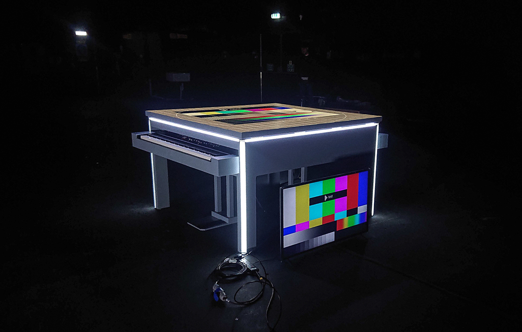 Projection graphics displayed on piano