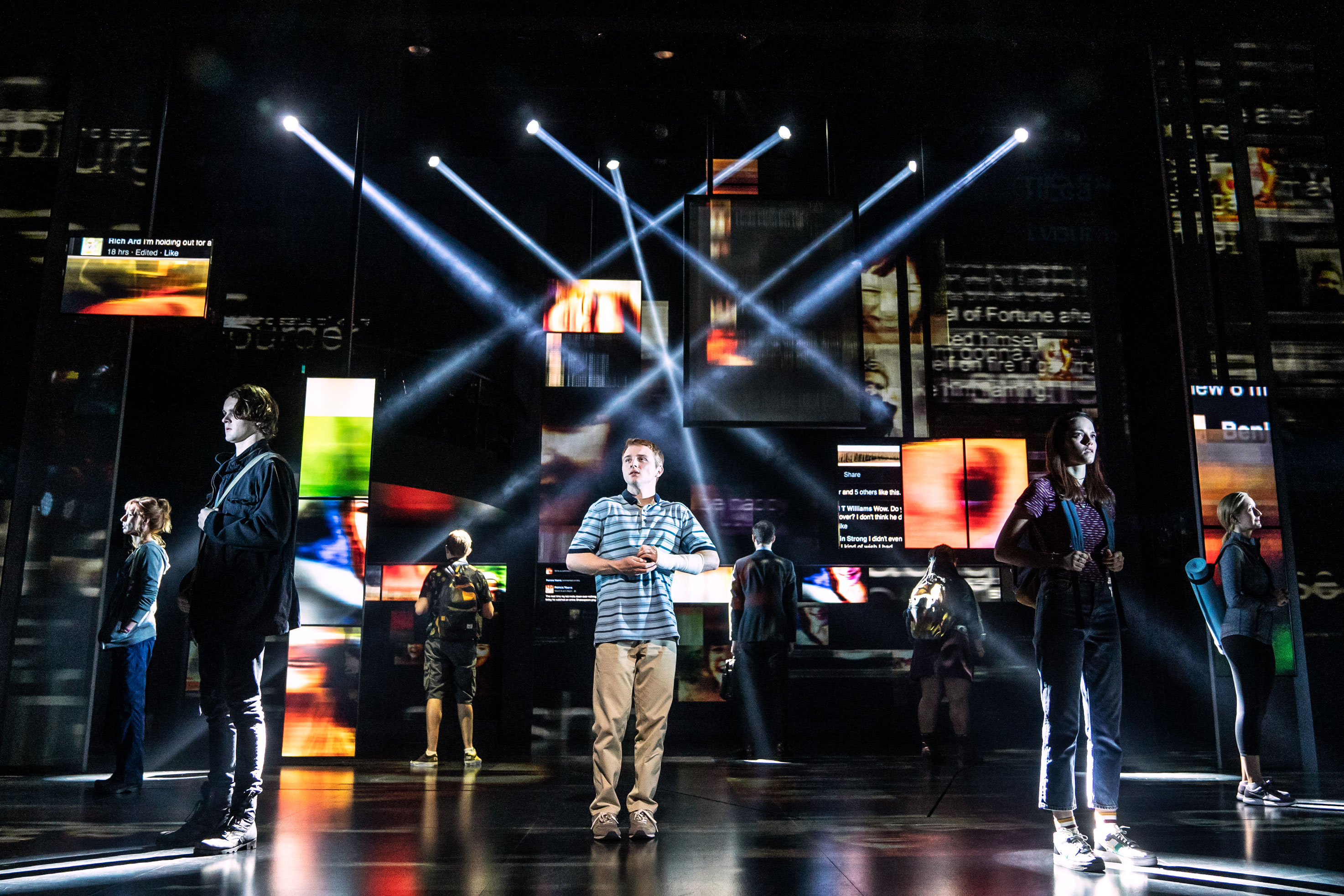 Actors on stage during Dear Evan Hansen performance
