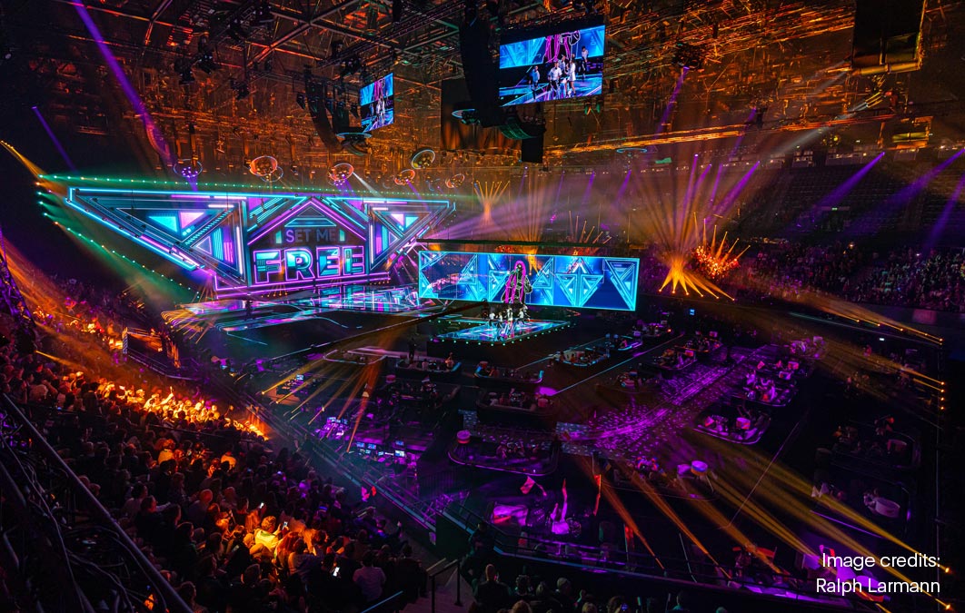 live stage show at Eurovision. Full arena