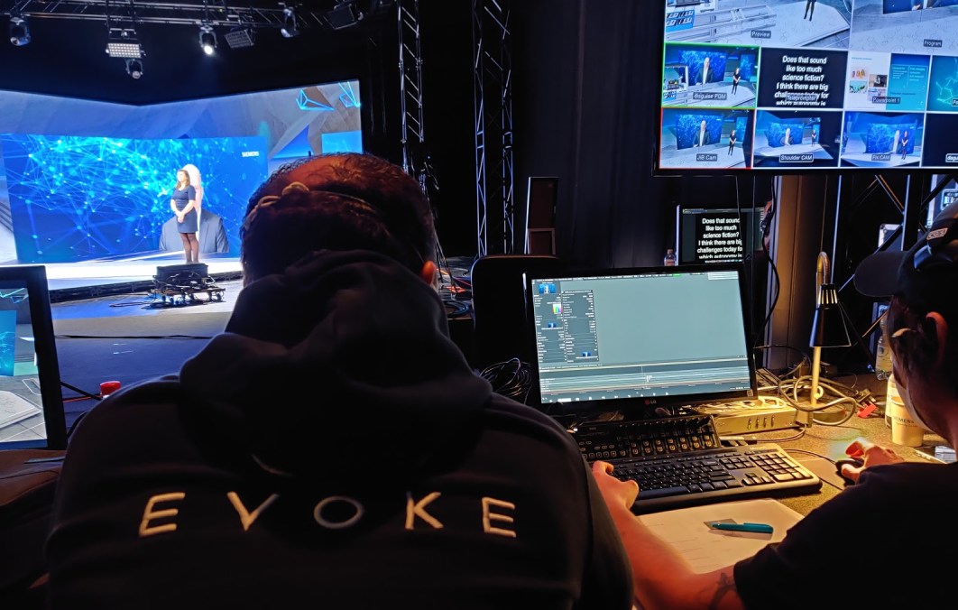 Operation and programming team working on broadcast type production