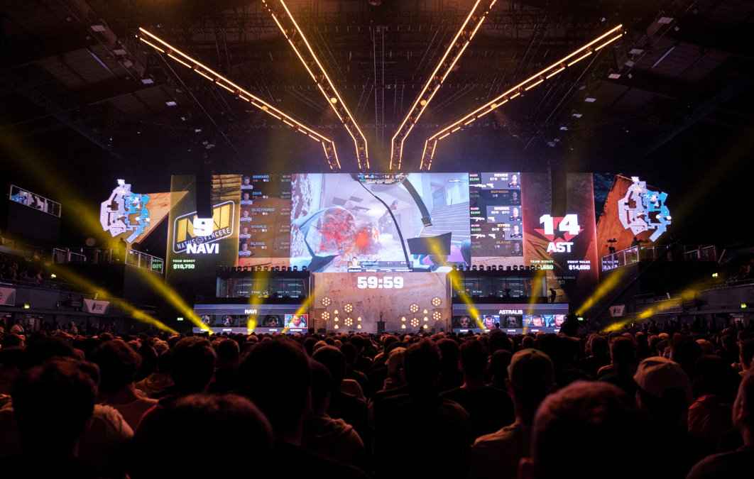 Large screen showing in action for game at esports show