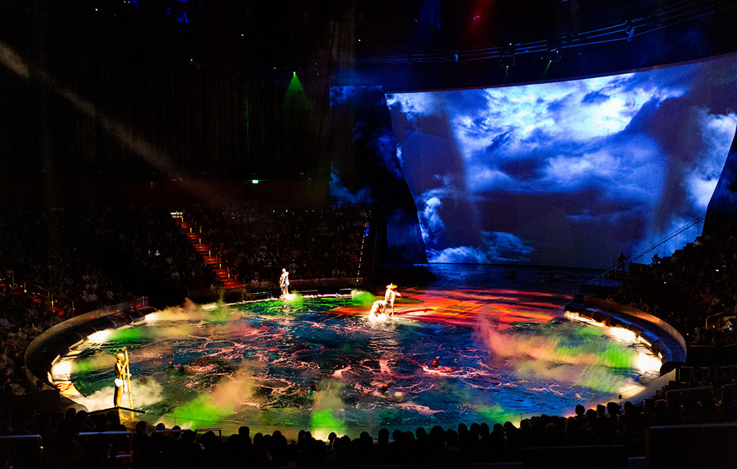 LED floor for stage production show graphics of water and waves
