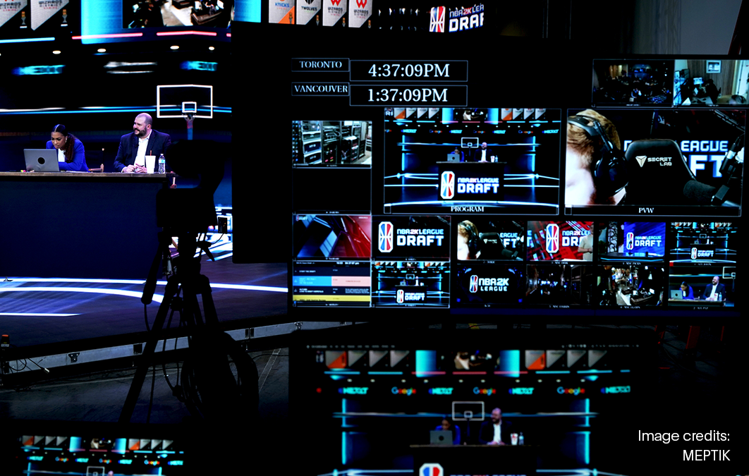 screen in studio for NBA league draft broadcast