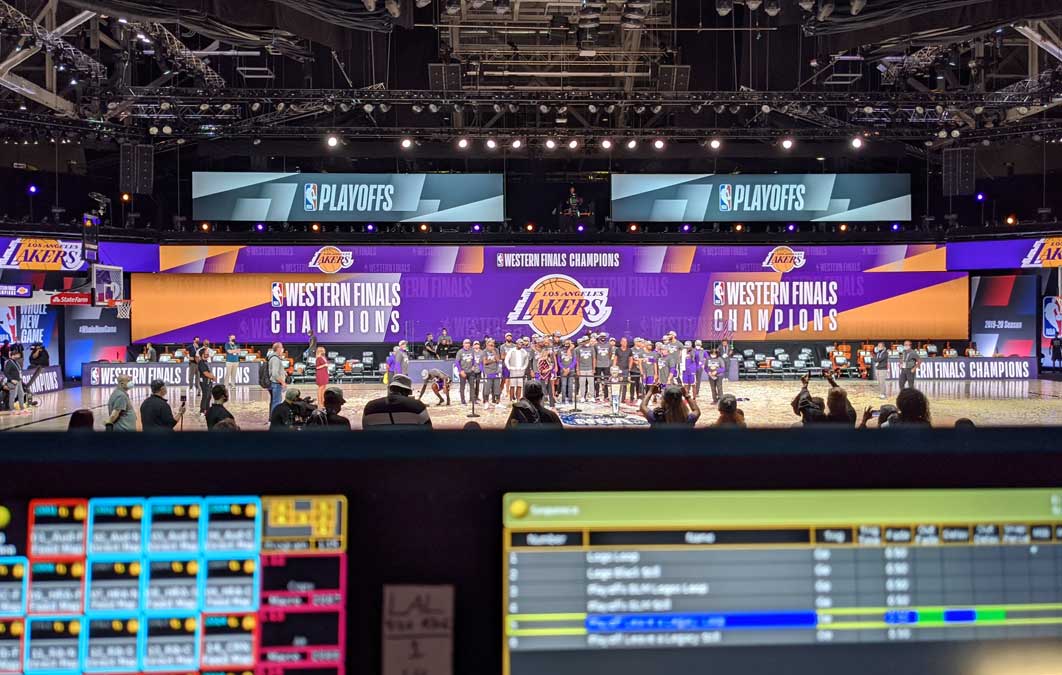 Lakers stadium as seen from video operators desk