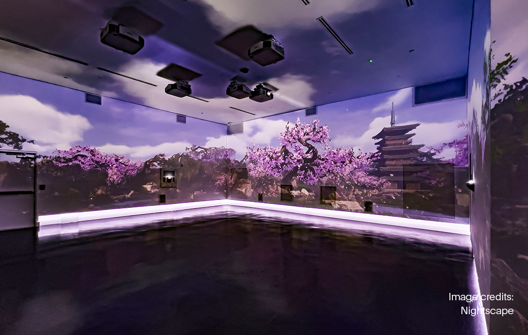 Japanese garden visuals seen on LED screen