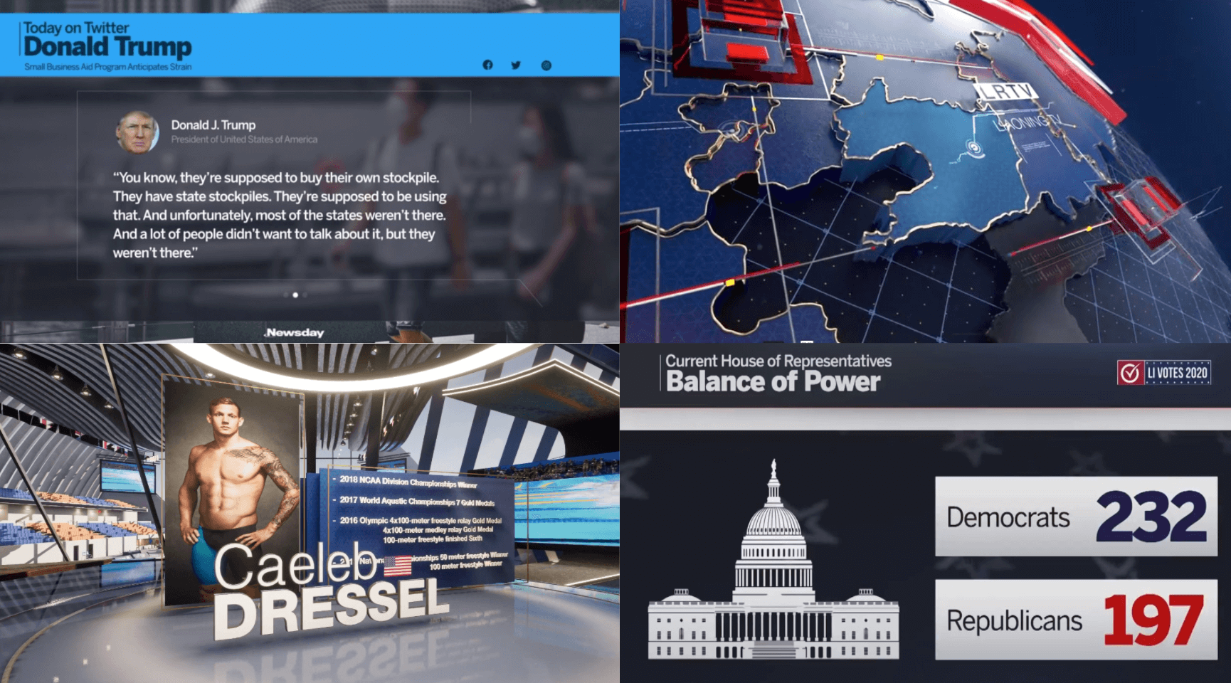4 examples of news overlay graphics for broadcasting