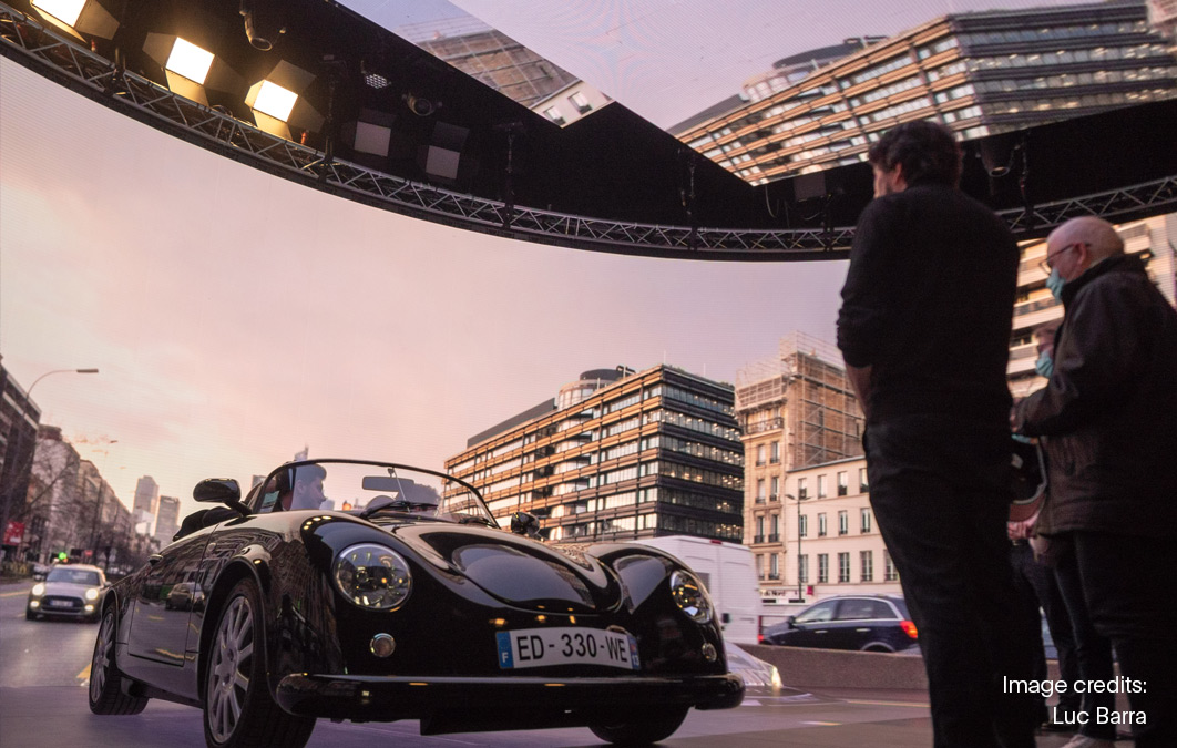 Car in city landscape