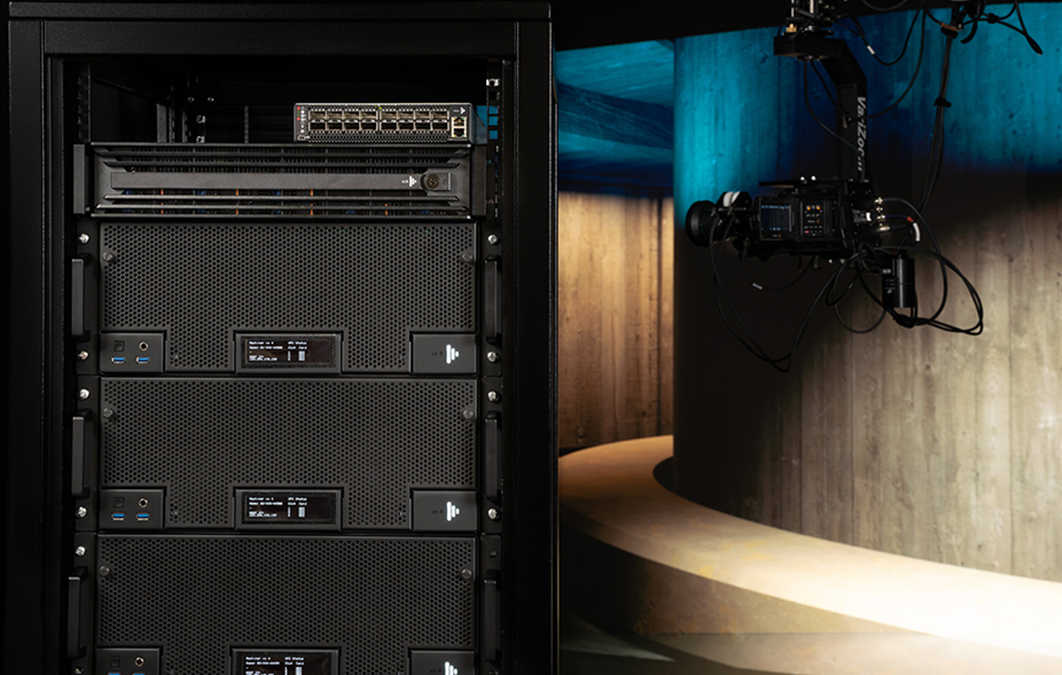 A rack of Disguise servers
