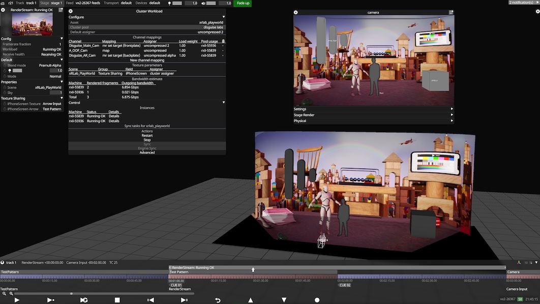 Screengrab from Designer demonstrating set-up for LED stage