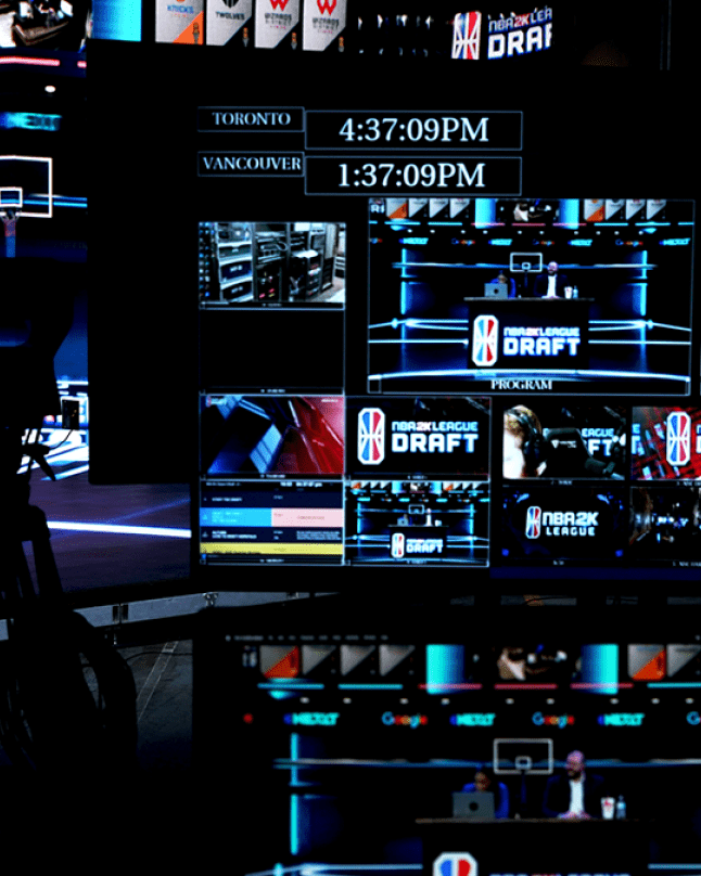 screen in studio for NBA league draft broadcast