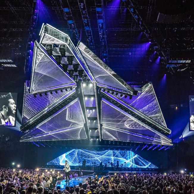 the Weeknd playing live to large crowd