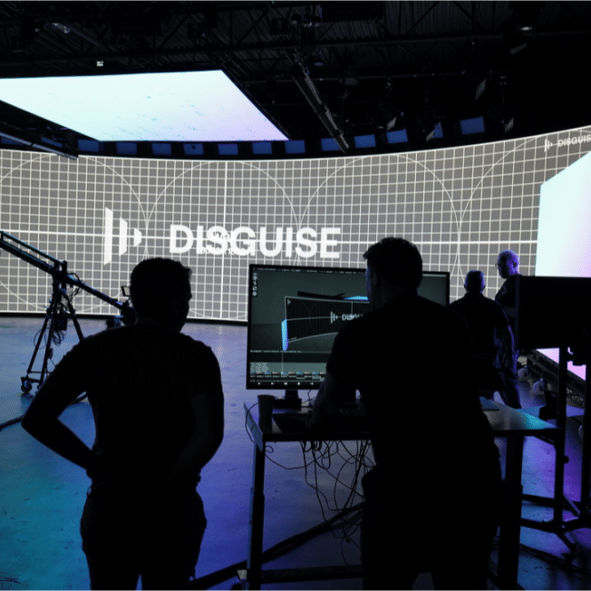 Virtual production team using Designer software