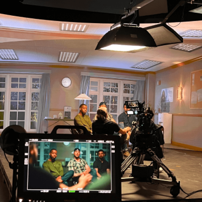 Monitor displaying final shot