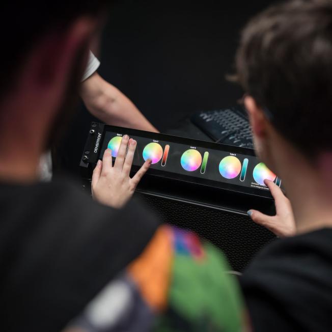 Two people interactive with demo