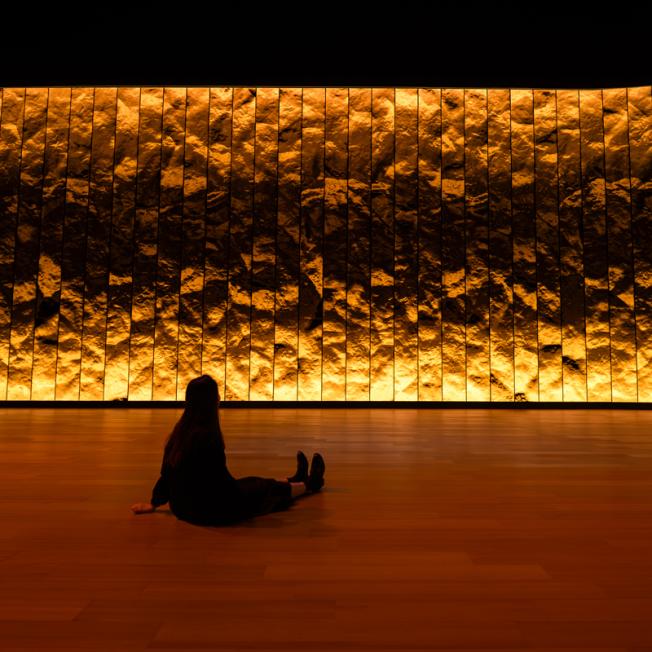 Person sitting in front of the 270 degree LED screen at MGM's Fantasy Box