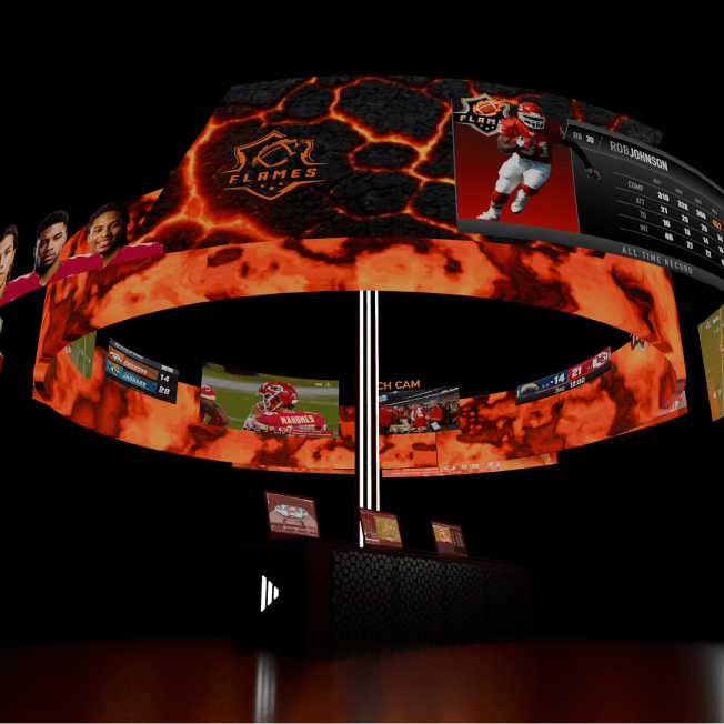 Diagram of real time graphics displayed on 360 screens