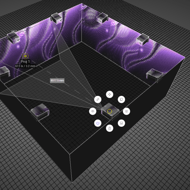 Projector set-up within mapping matter