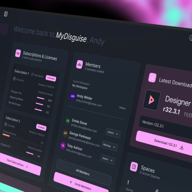 Screenshot showing the MyDisguise platform