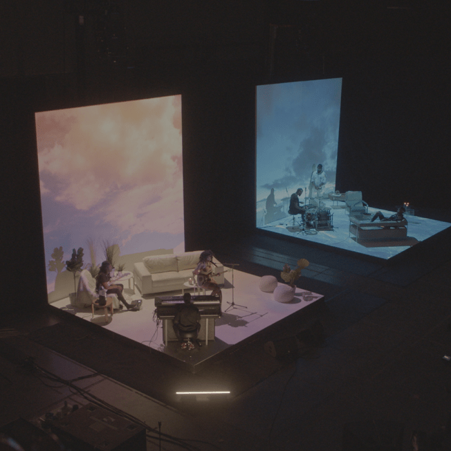 Musicians performs on two LED stages  