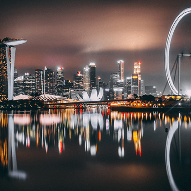City scape on river