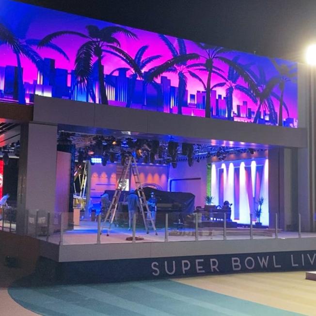 Studio set-up for Fox coverage of Super Bowl