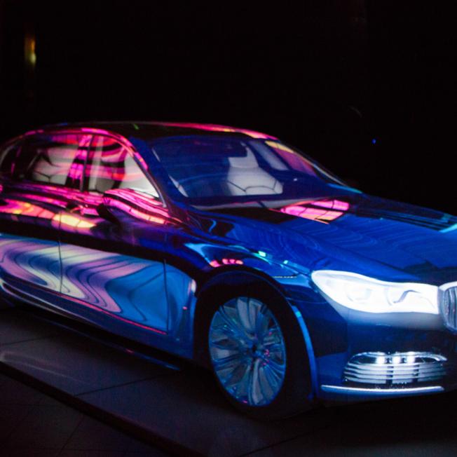 Effects projected on BMW car