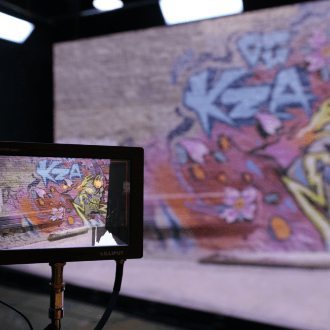 wall with graffiti caught on camera