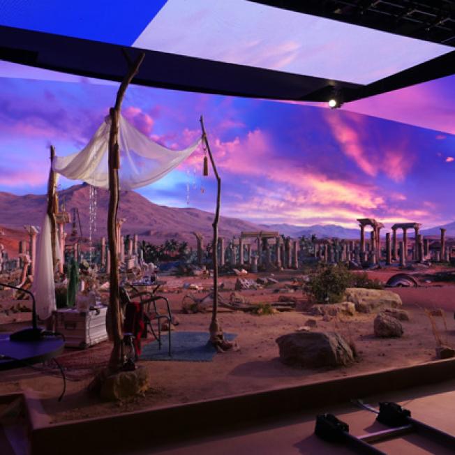 stage design of desert scene for virtual production shoot