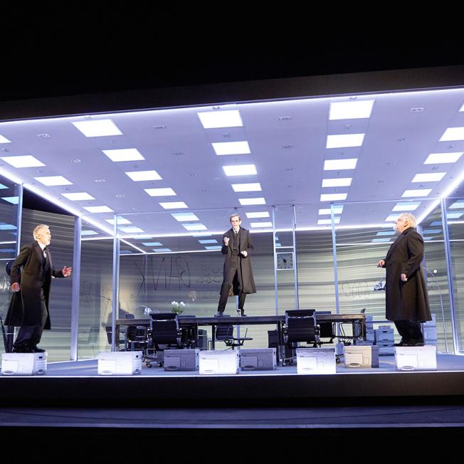 Actors on stage for The Lehman Trilogy stage show