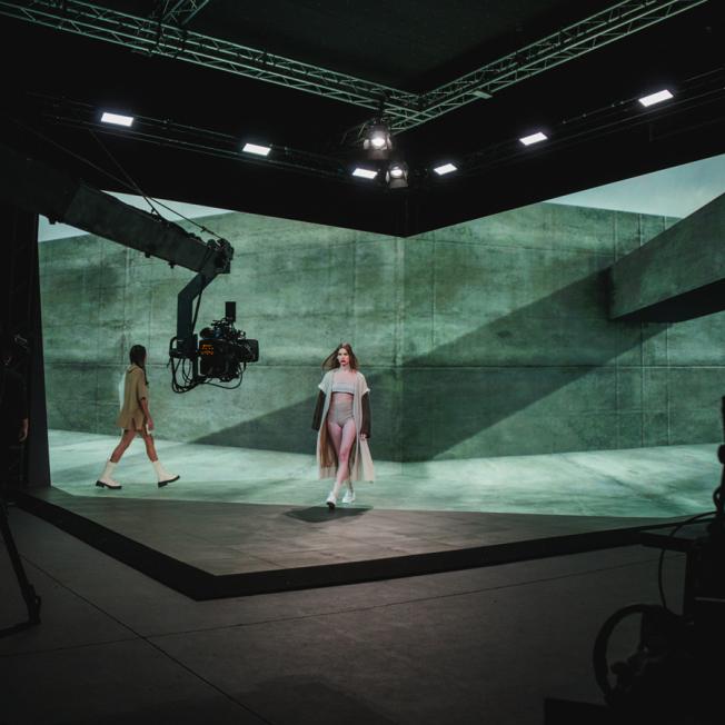 Two models walking on virtual stage