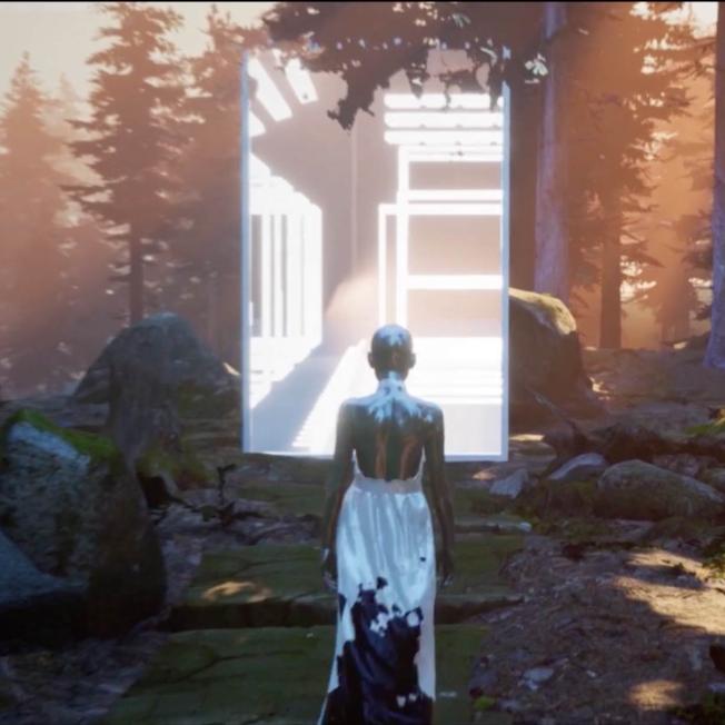 virtual character in forest environment
