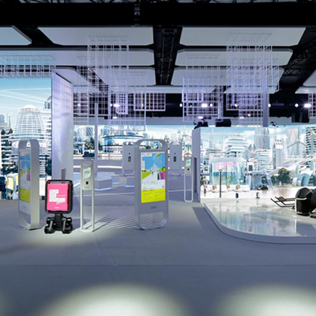 virtual mock up of trade show floor