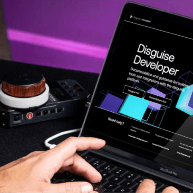Disguise Developer webpage open on laptop