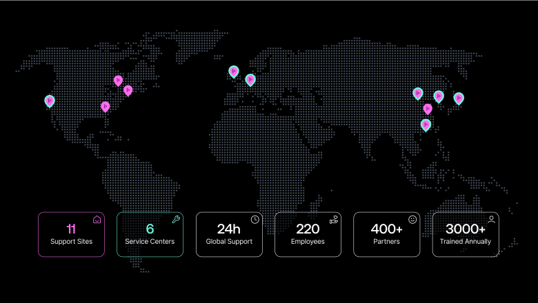 Map of Disguise support and service centres