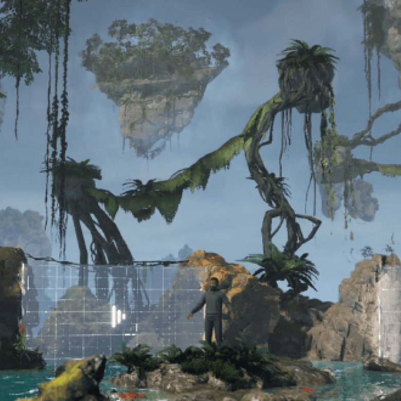 animated jungle environment with floating islands