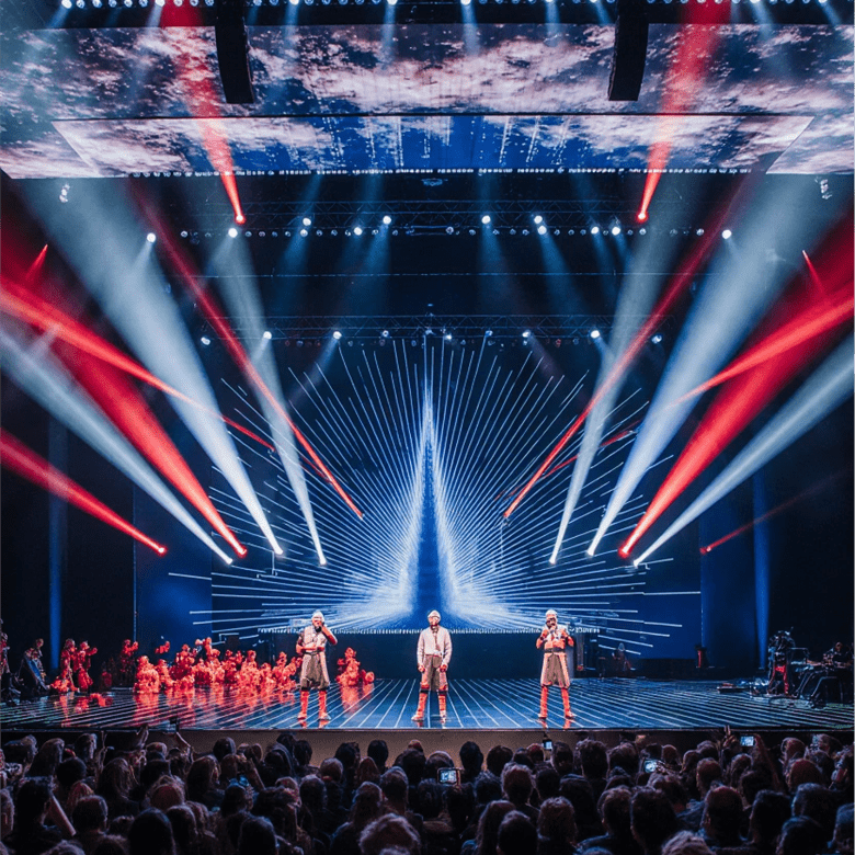People performing live on stage