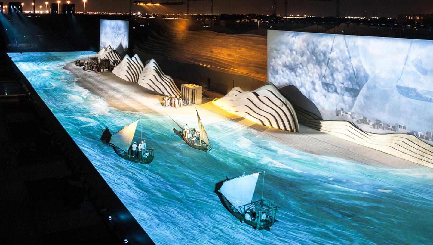 Virtual display of boats on water