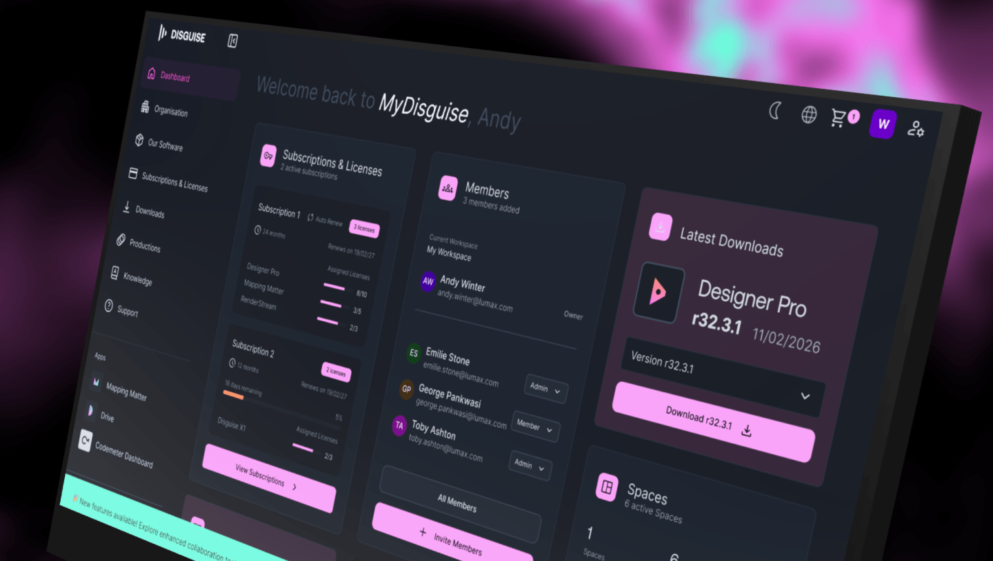 Screenshot showing the MyDisguise platform