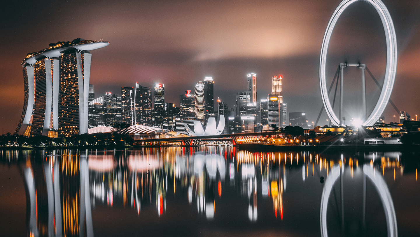 City scape on river