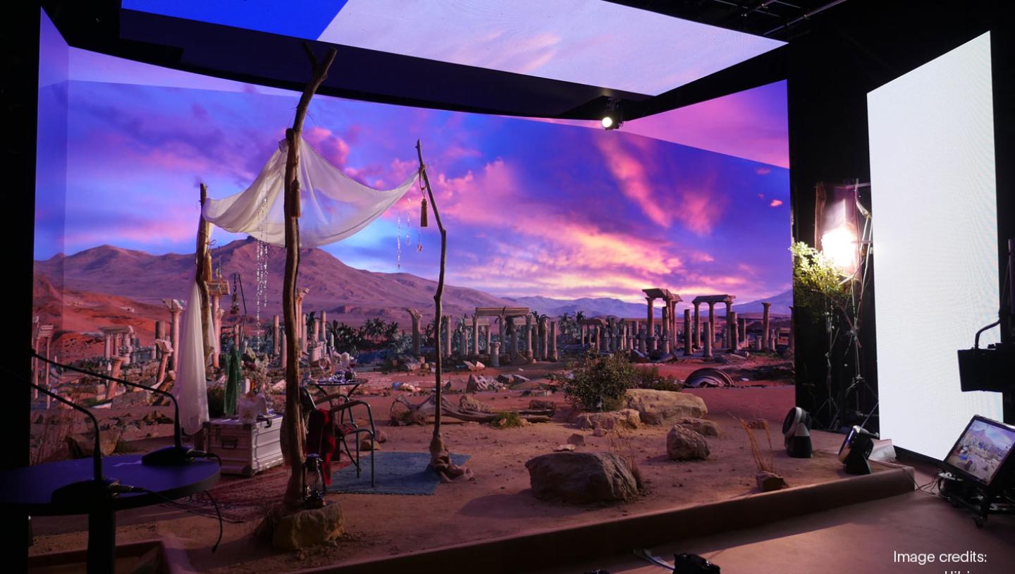stage design of desert scene for virtual production shoot