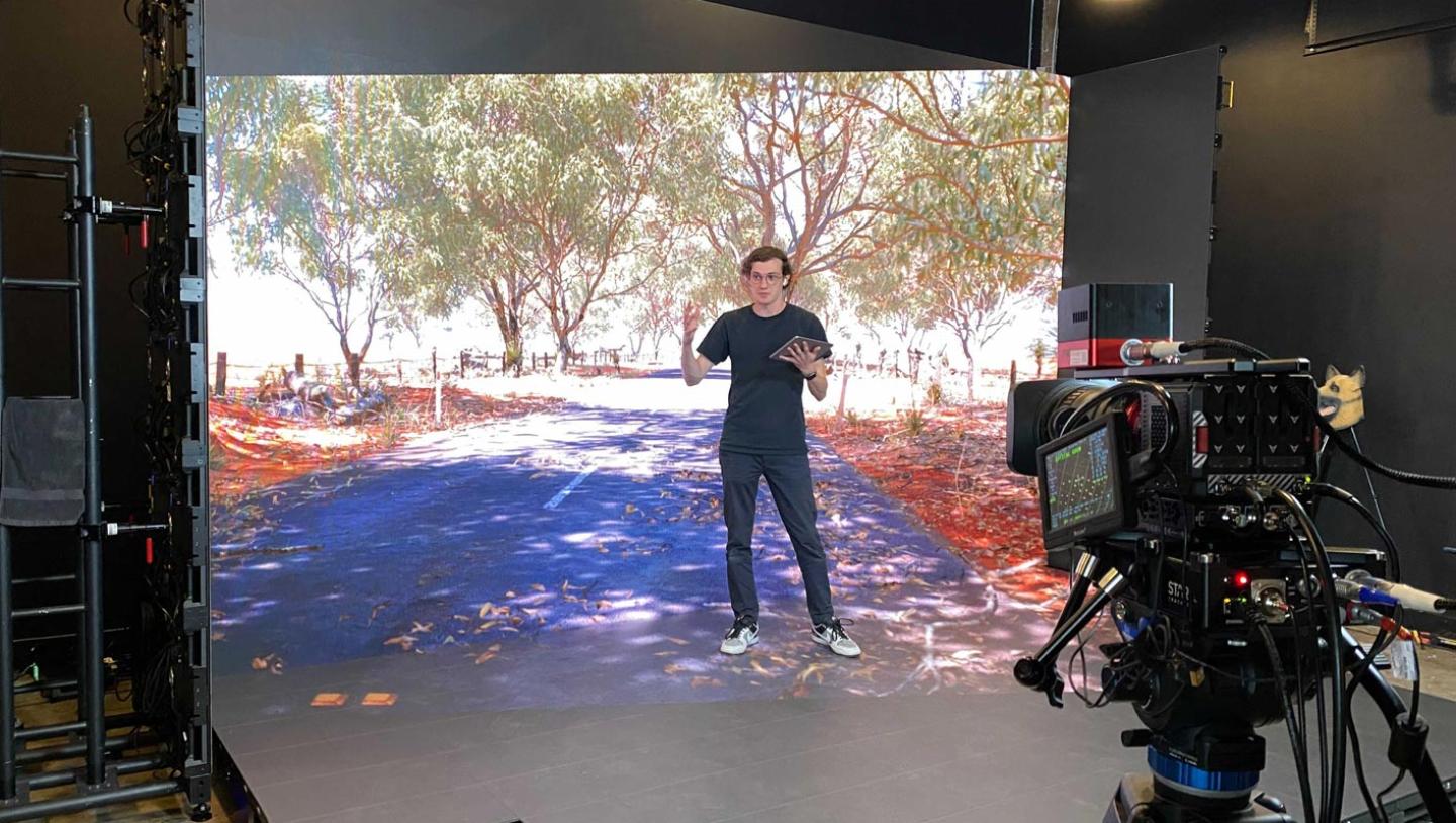 Disguise staff member presenting on VP stage