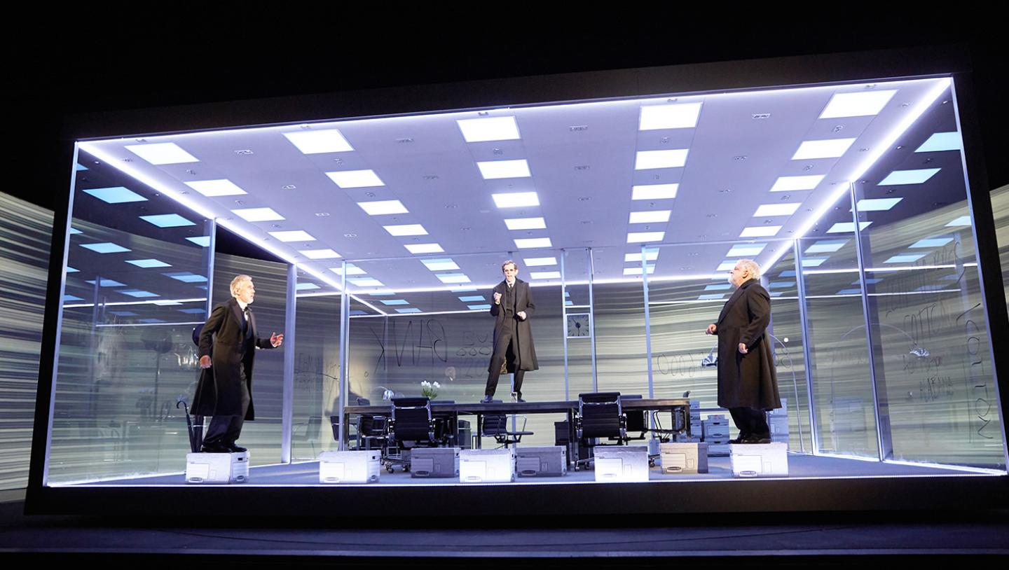 Actors on stage for The Lehman Trilogy stage show