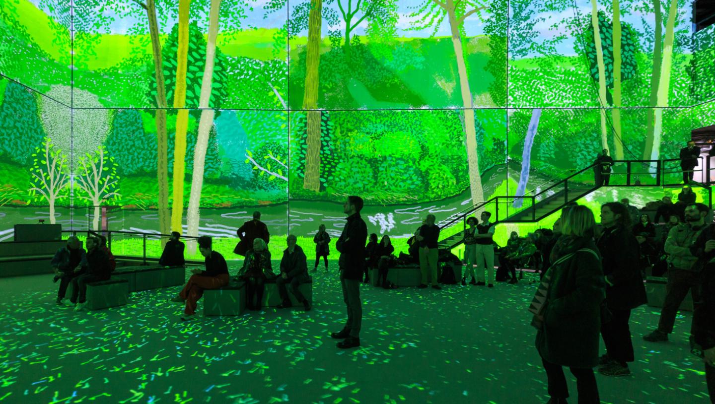 Crowd experiencing David Hockney Lightroom exhibition 